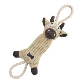 Jute And Rope Plush Cow - Pet Toy- Brown