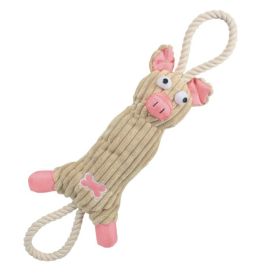 Jute And Rope Plush Pig - Pet Toy- Pink
